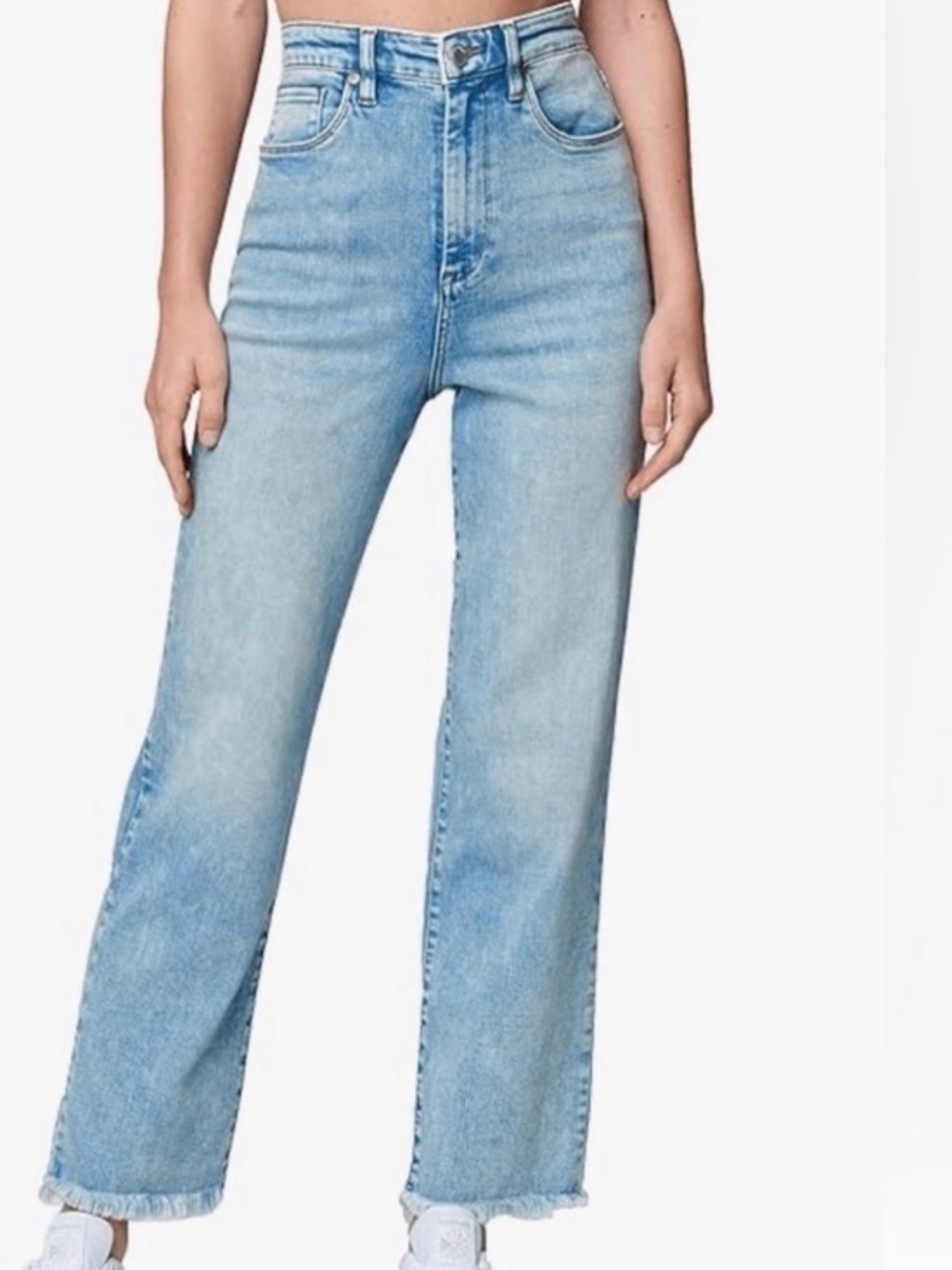 Blank NYC Women’s The Baxter Ribcage Straight Leg Denim Jean Raw Hem Size 27
